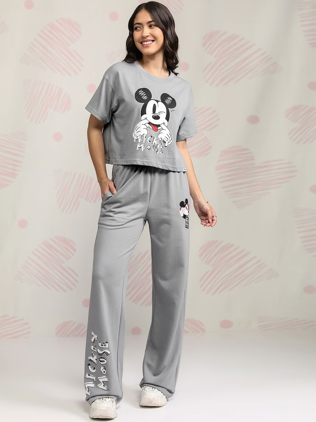 

Tokyo Talkies Disney Women Grey Mickey Mouse Printed Sleepwear Co-ord Set