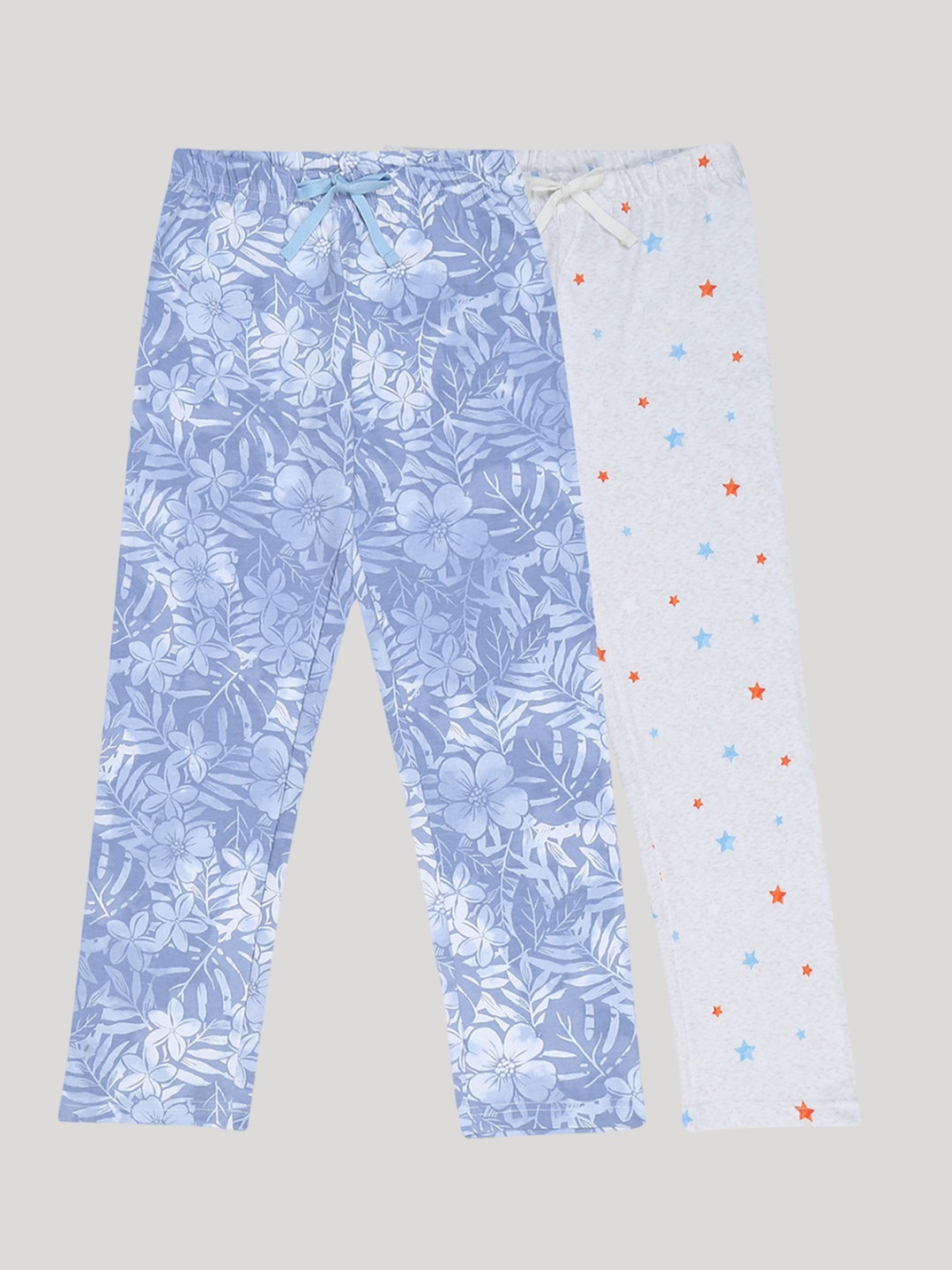 

F&S Girls Pack Of 2 Printed Pure Cotton Lounge Pants, Blue