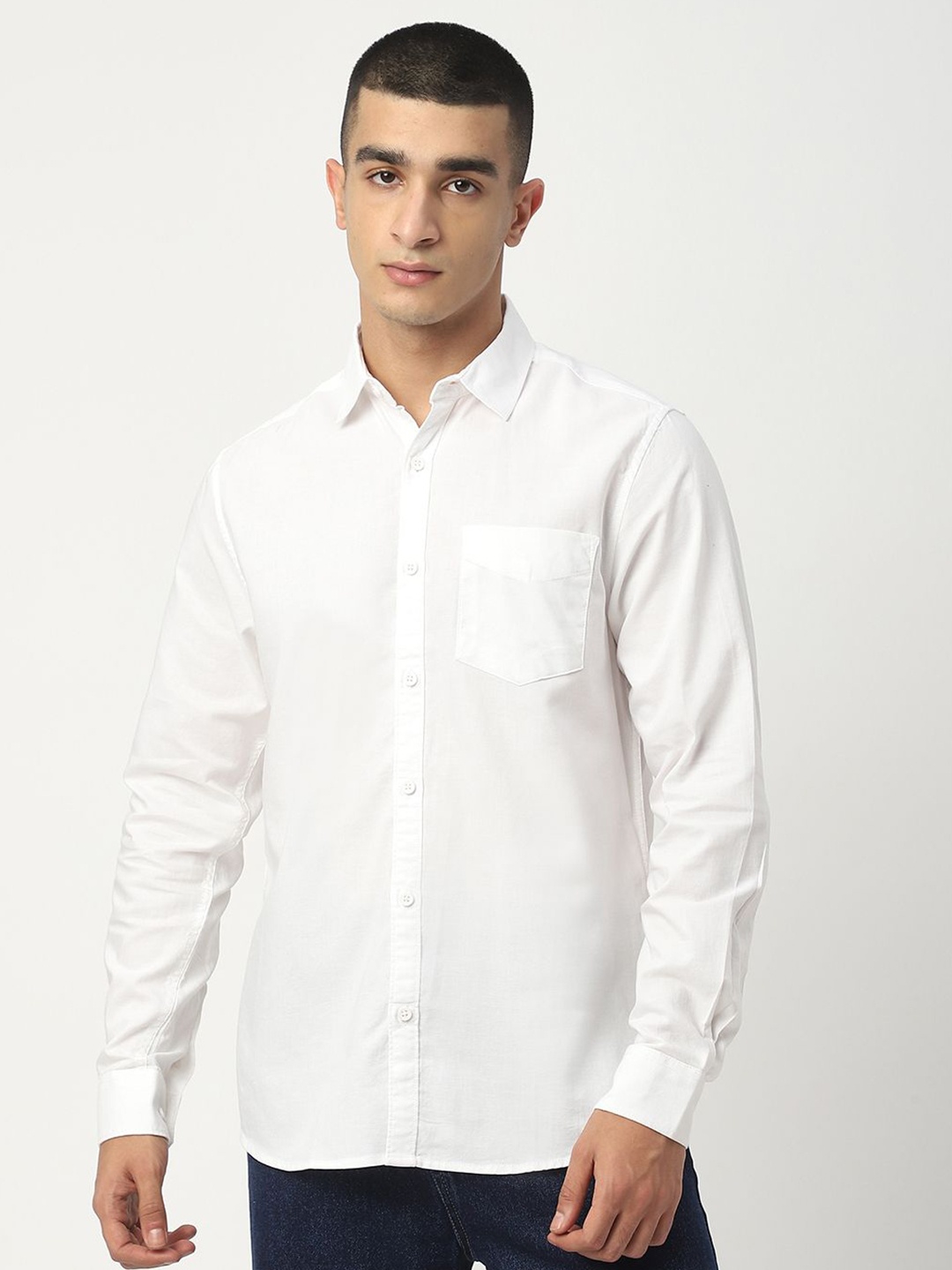 

R&B Men Opaque Casual Shirt, White