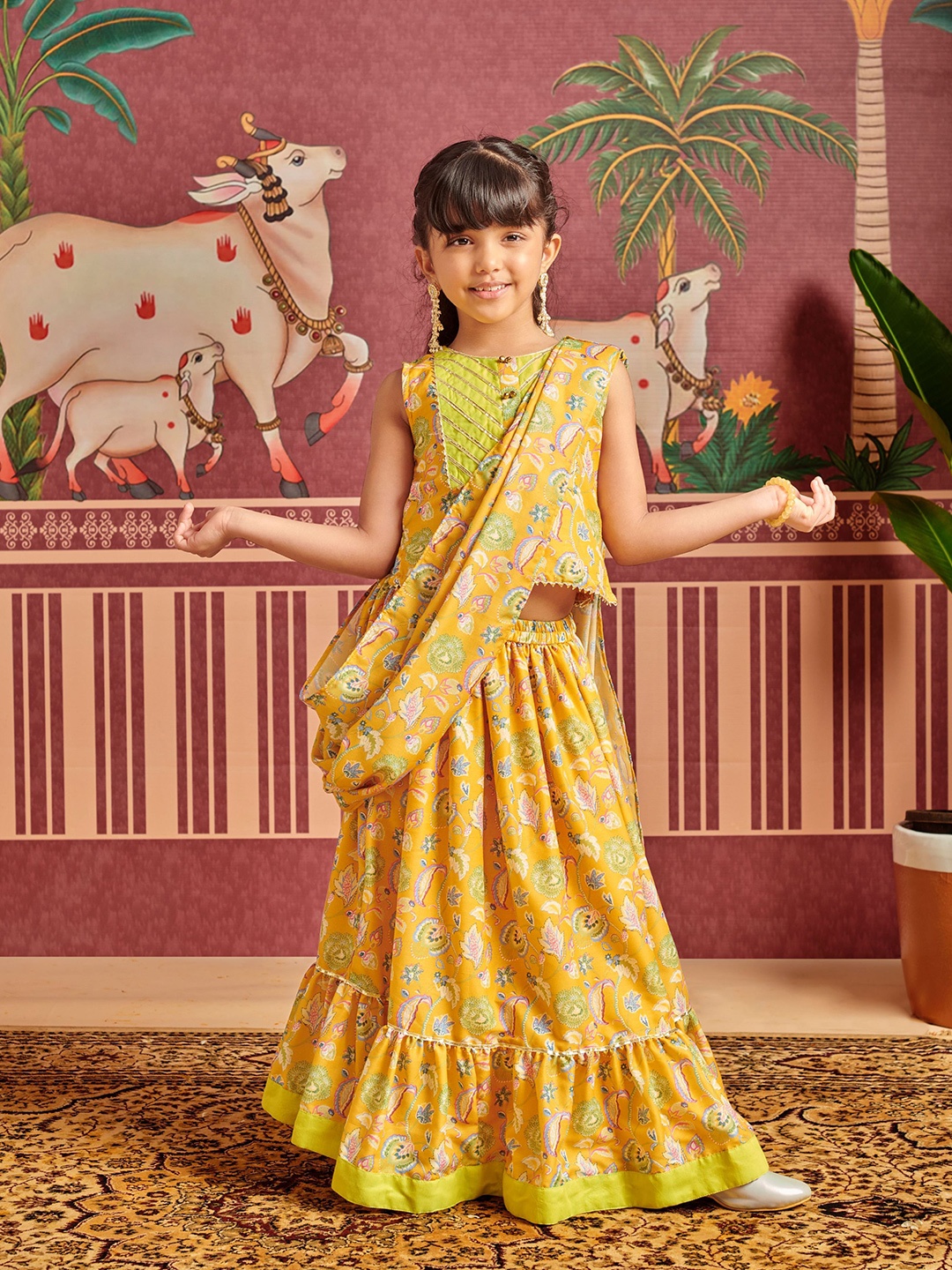 

MASTARANG Girls Lehenga Choli, Mustard