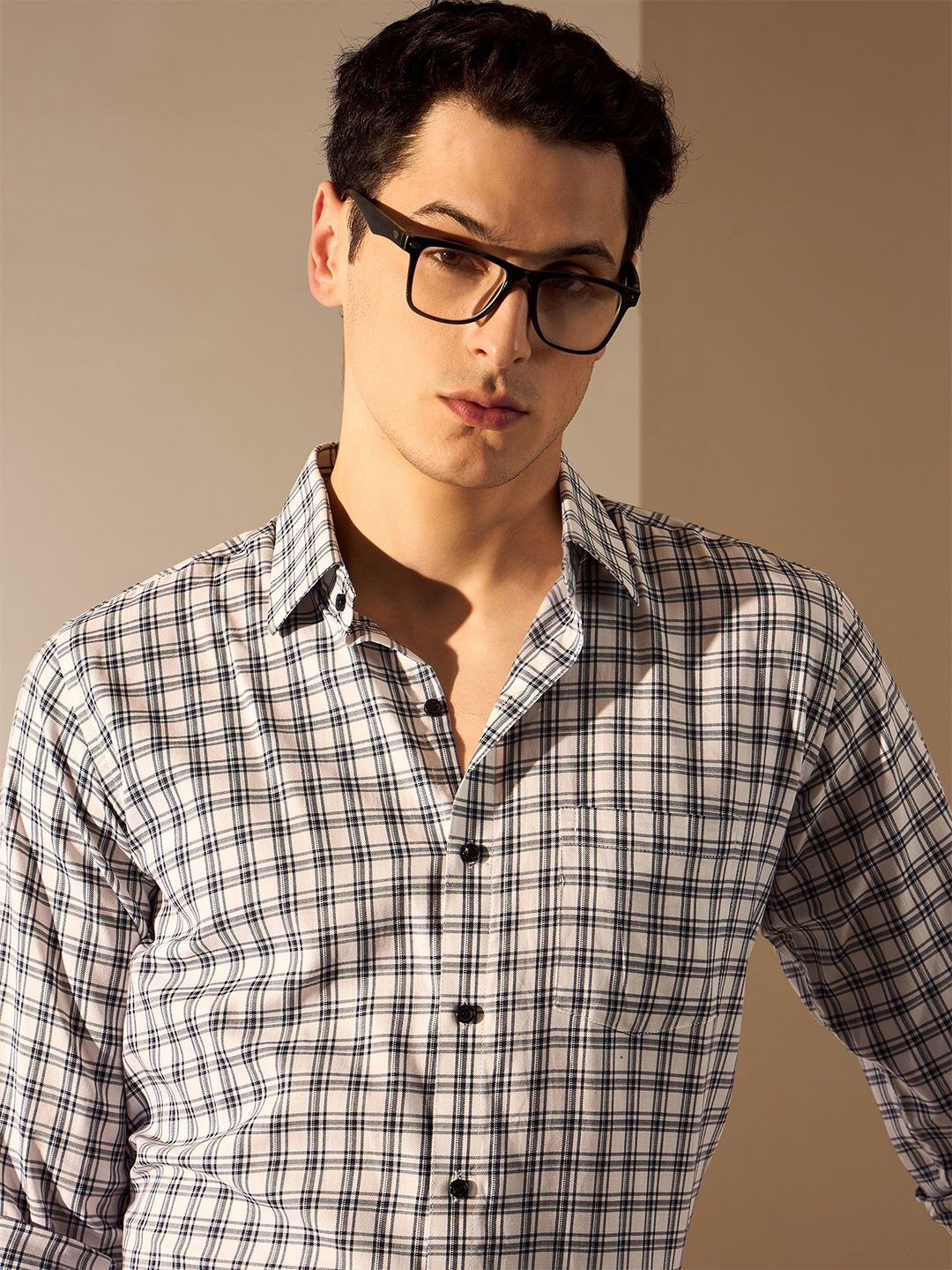 

DENNISON Men Smart Opaque Checked Formal Shirt, White