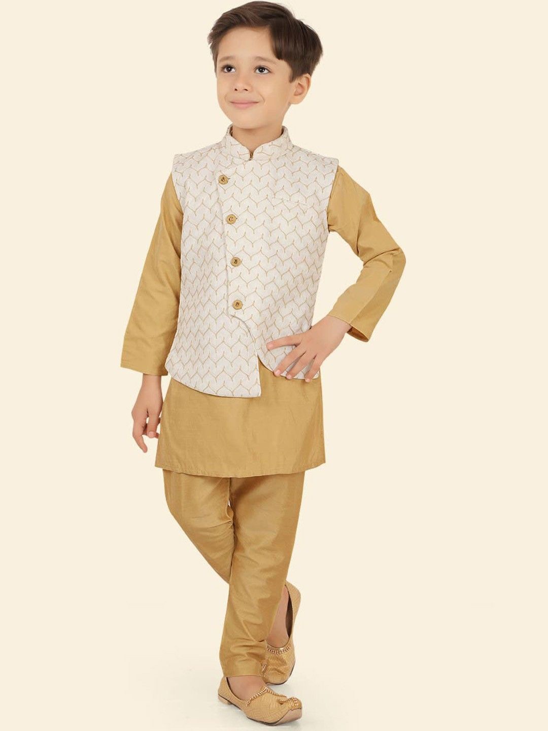 

Ethniks Neu-Ron Boys Regular Pure Cotton Kurta with Pyjamas, Cream