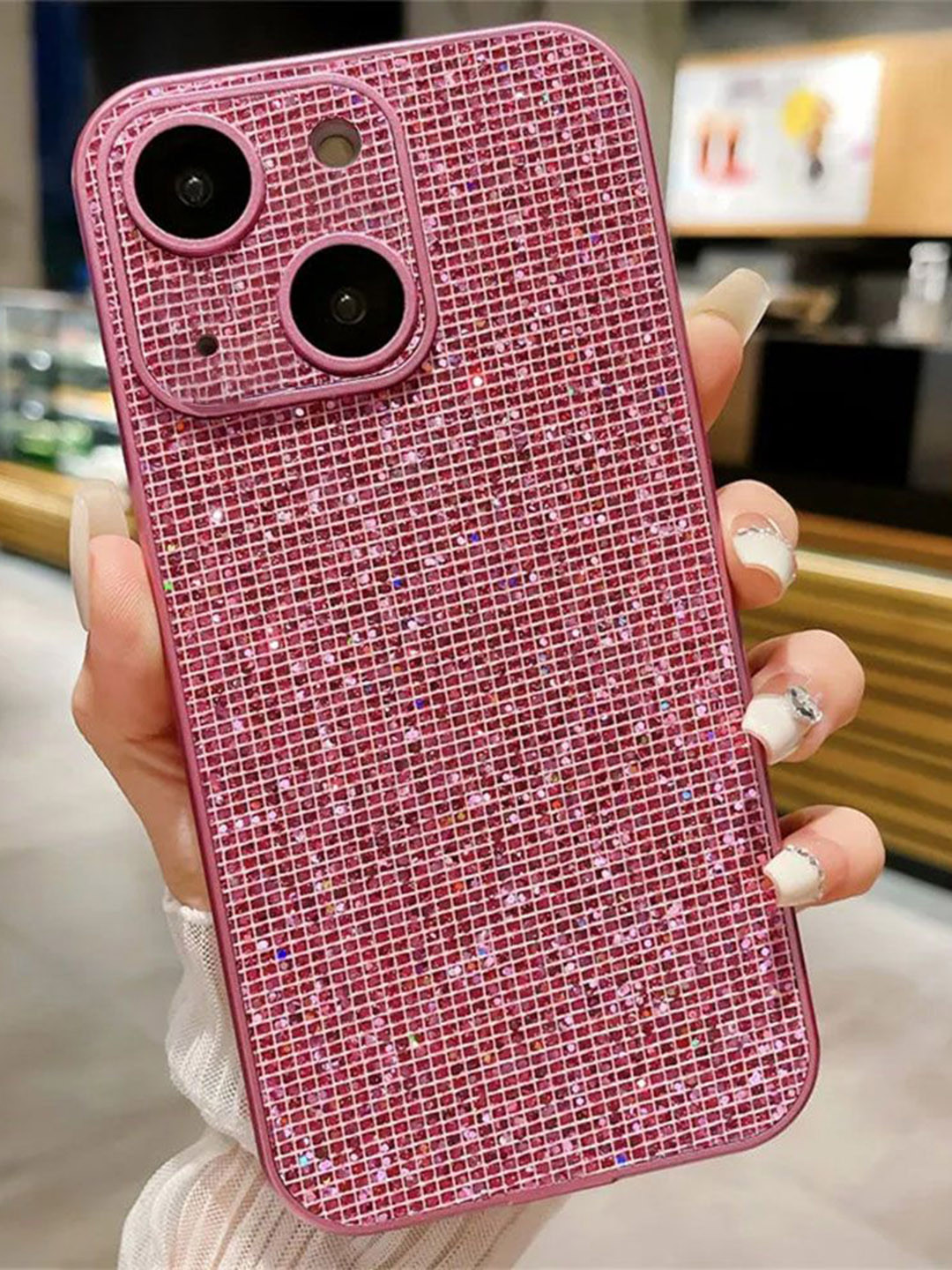 

Luxury Kase Glitter iPhone 13 Back Case Mobile Accessories, Pink