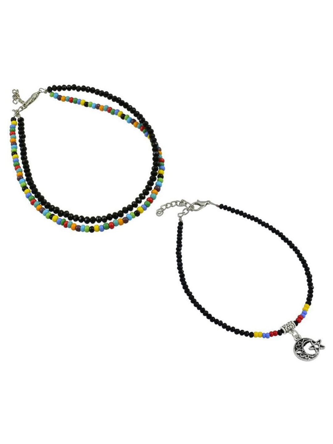 

HIGH TRENDZ Set of 2 Beaded Anklet, Black