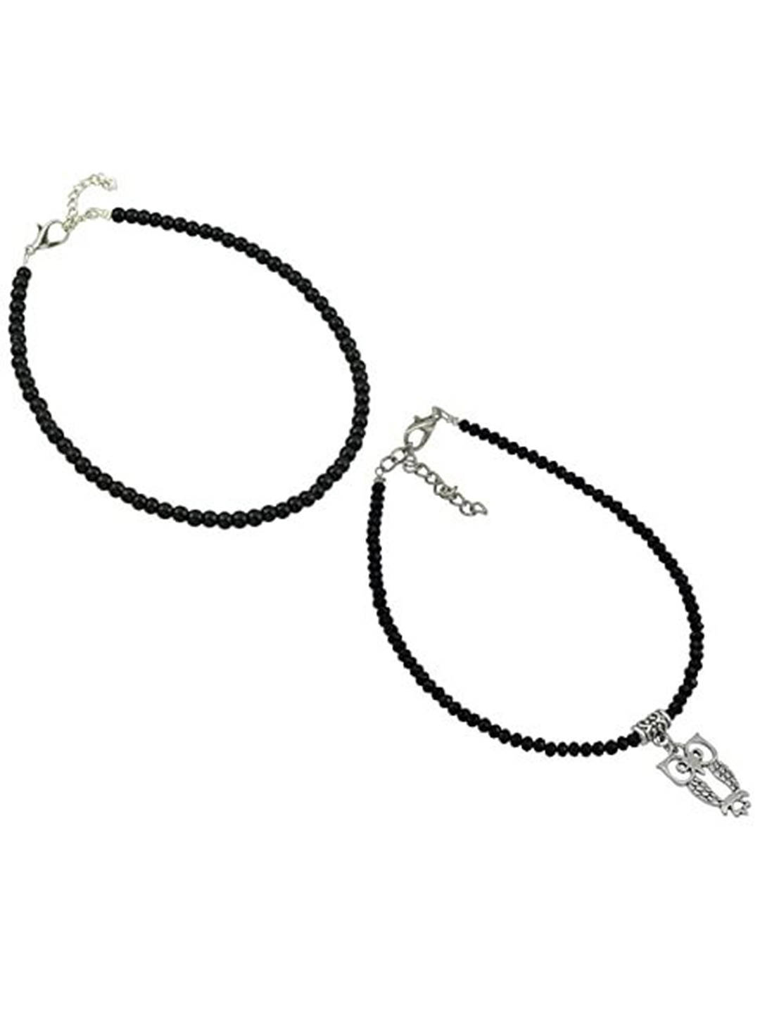 

HIGH TRENDZ Set of 2 Beaded Anklet, Black