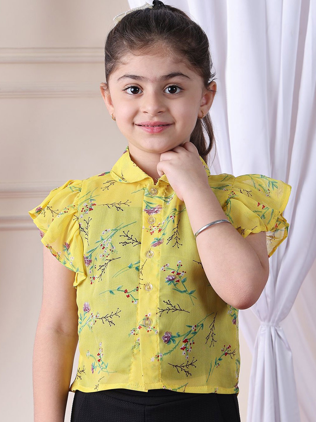 

NEUDIS Girls Printed Shirt & Trousers Clothing Set, Yellow