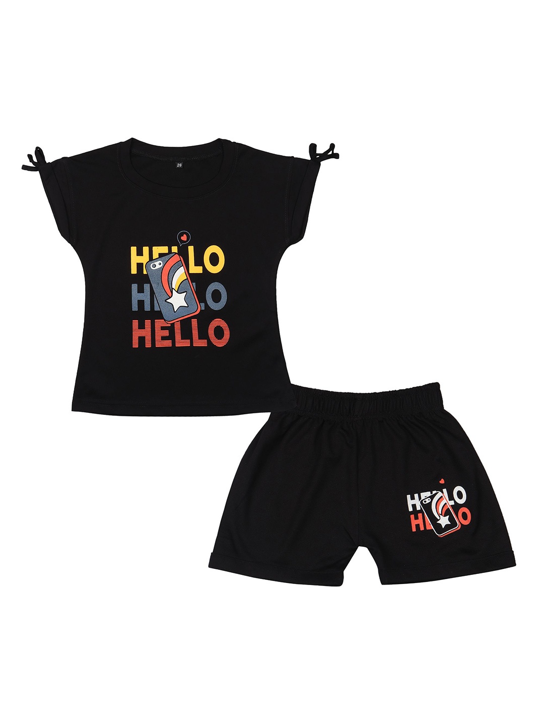 

BAESD Girls Printed Top with Shorts, Black