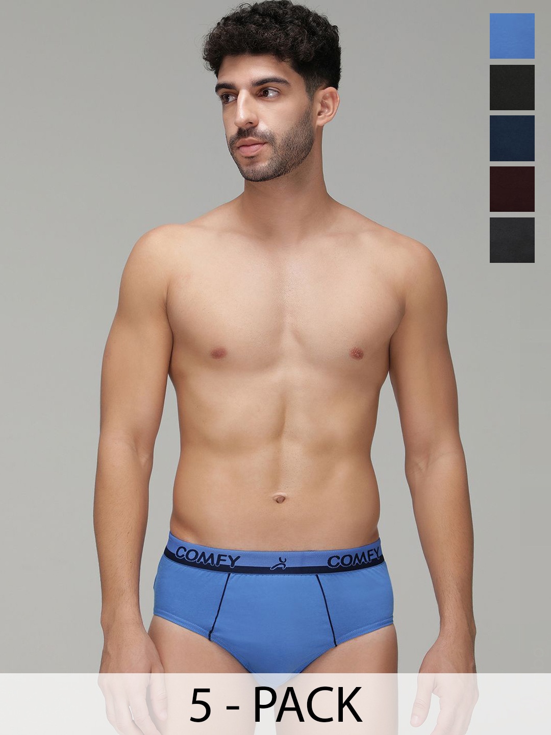 

AMUL COMFY Pack Of 5 Basic Briefs AC-CBRIOE-MULTI-S-5PC, Blue