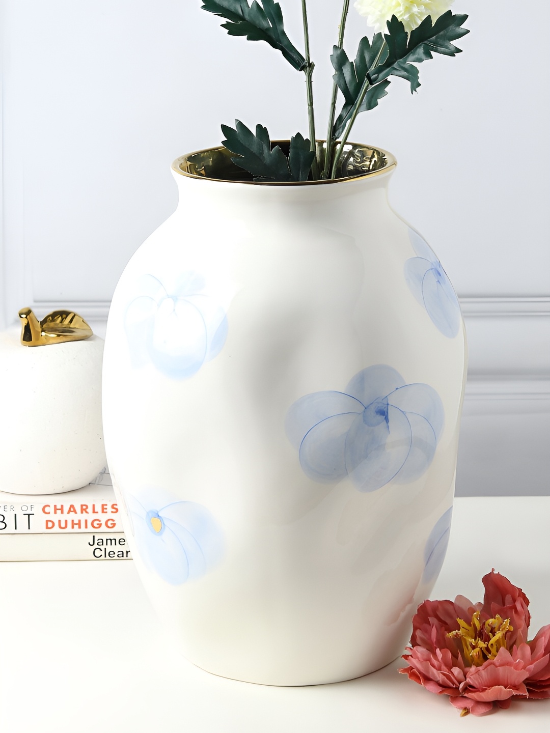 

HABERE INDIA Blue & White Printed Ceramic FlowerVases