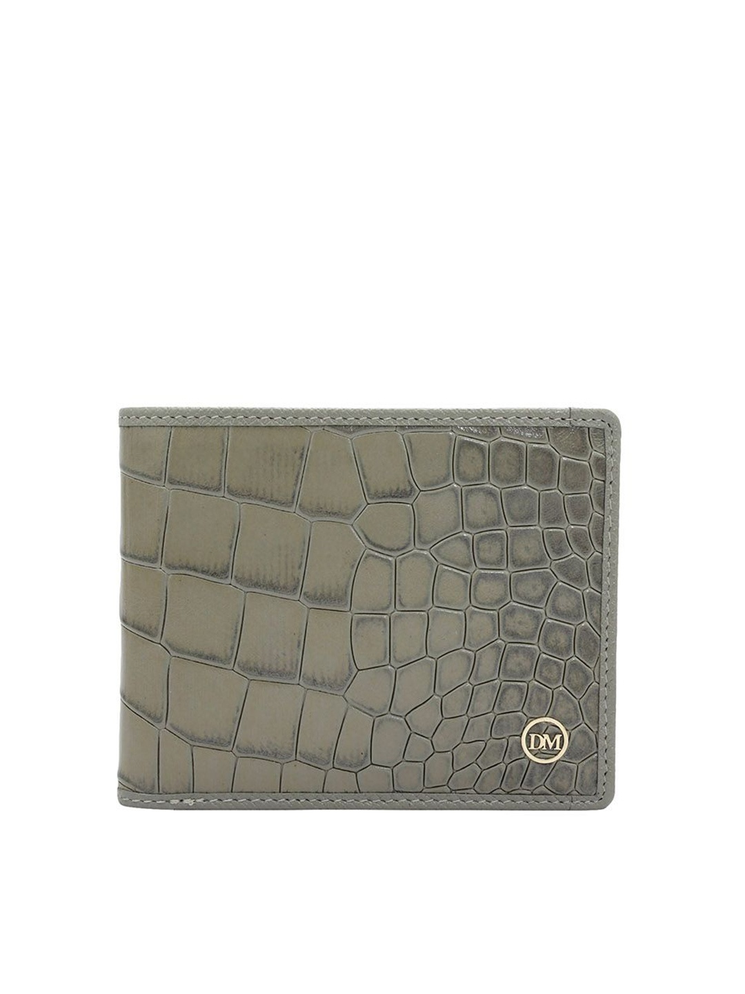 

Da Milano Men Animal Textured Leather Two Fold Wallet, Grey