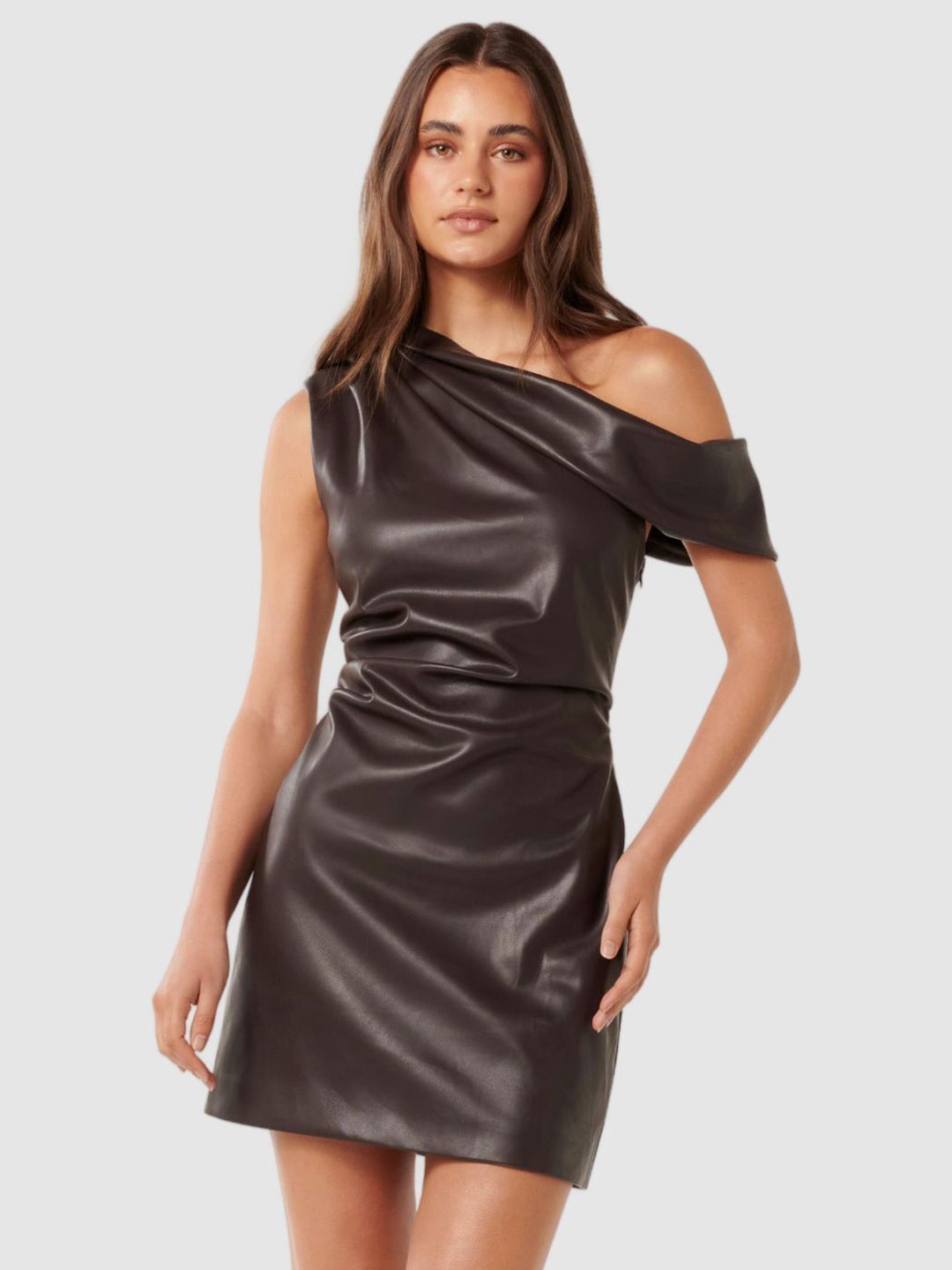 

Forever New One Shoulder Bodycon Mini Dress, Brown