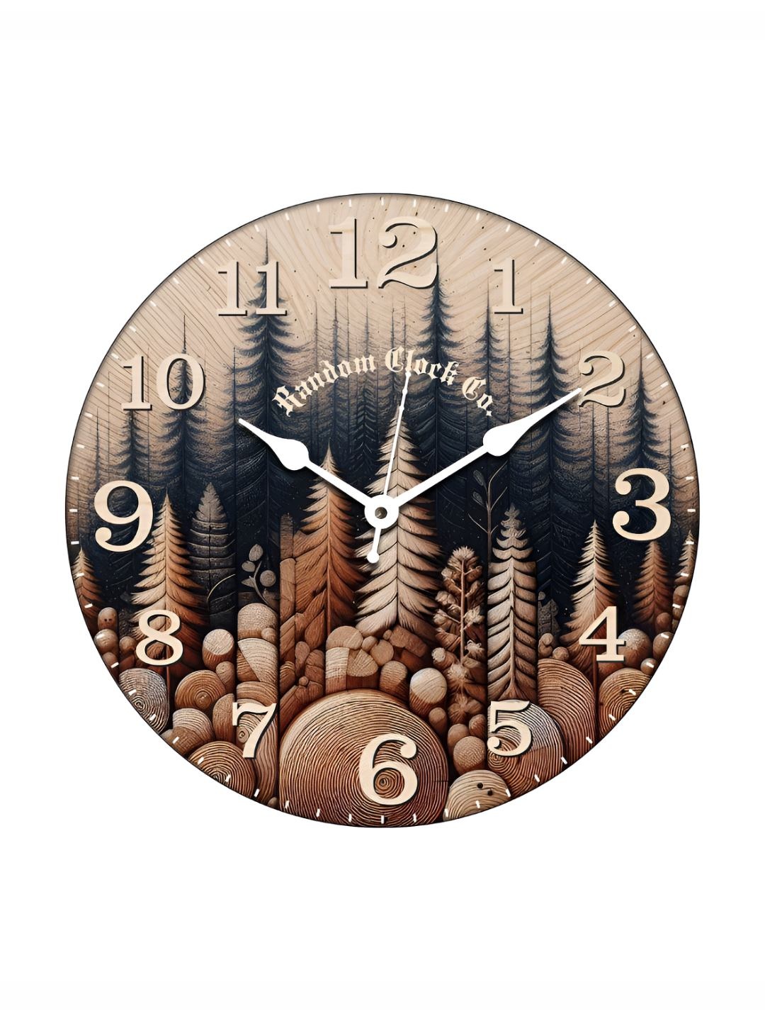 

RANDOM Printed Round Shaped Sweep Silent Movement Contemporary Wall Clock, Brown