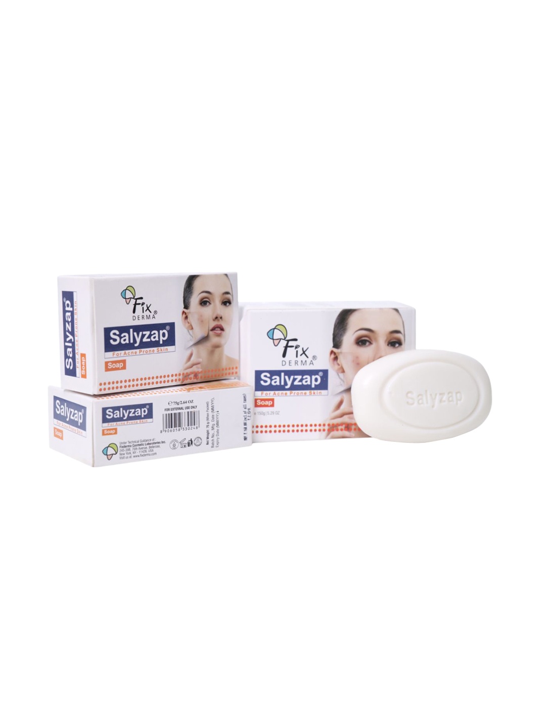 

FIXDERMA Set of 2 Salyzap Acne Treatment Soap With Vitamin E - 75 g Each, White