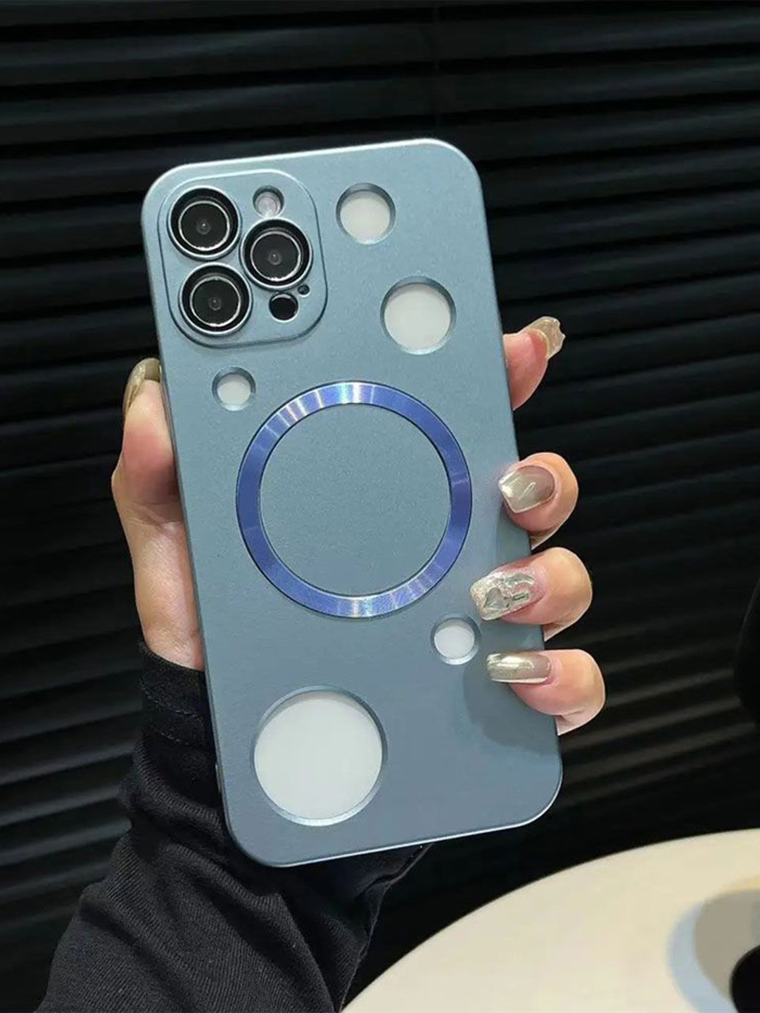 

Luxury Kase Solid Printed iPhone 13 Pro Back Case Mobile Accessories, Blue