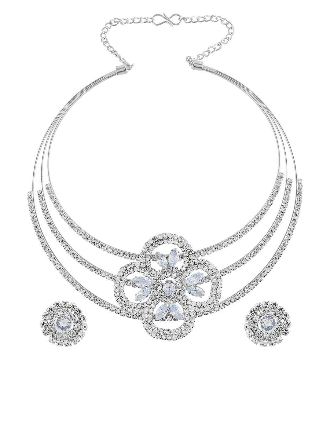 

MEMOIR Silver-Plated CZ Studded Jewellery Set