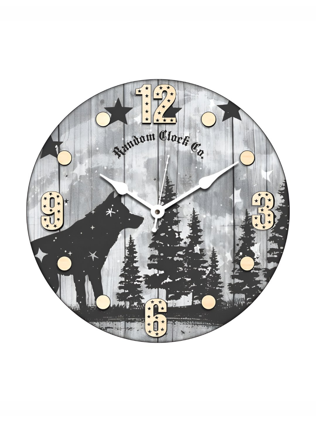 

RANDOM Printed Round Shaped Sweep Silent Movement Contemporary Wall Clock, Black