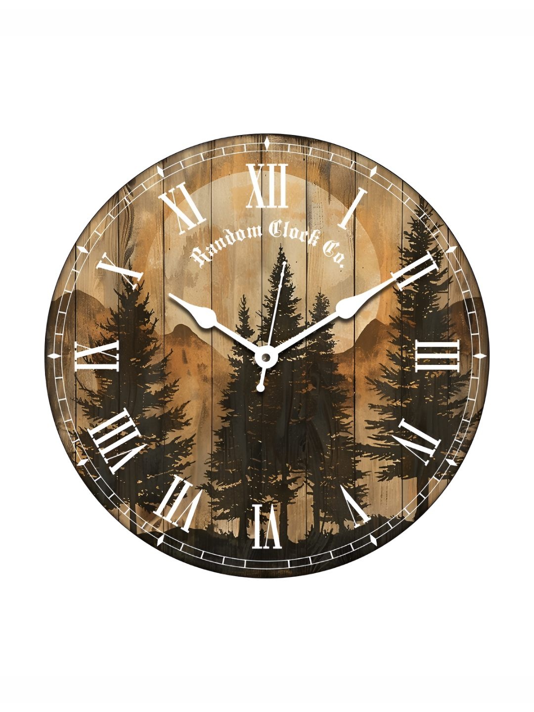 

RANDOM Printed Round Shaped Sweep Silent Movement Contemporary Wall Clock, Brown