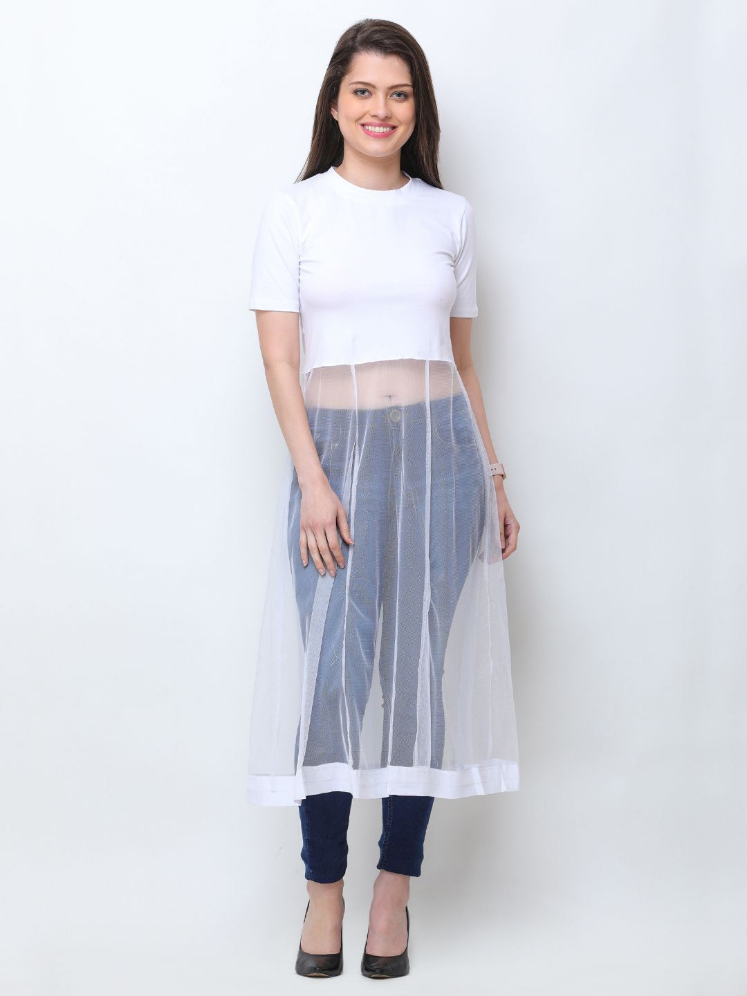 

BAESD Net Crop Top, White