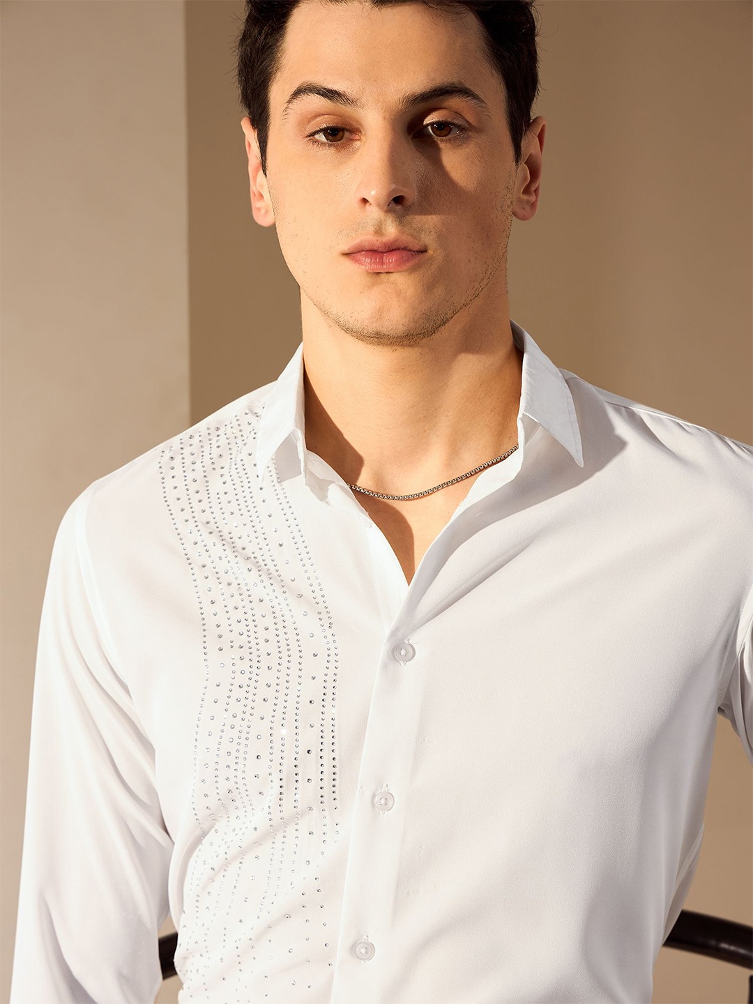 

DENNISON Smart Embellished Party Shirt, White