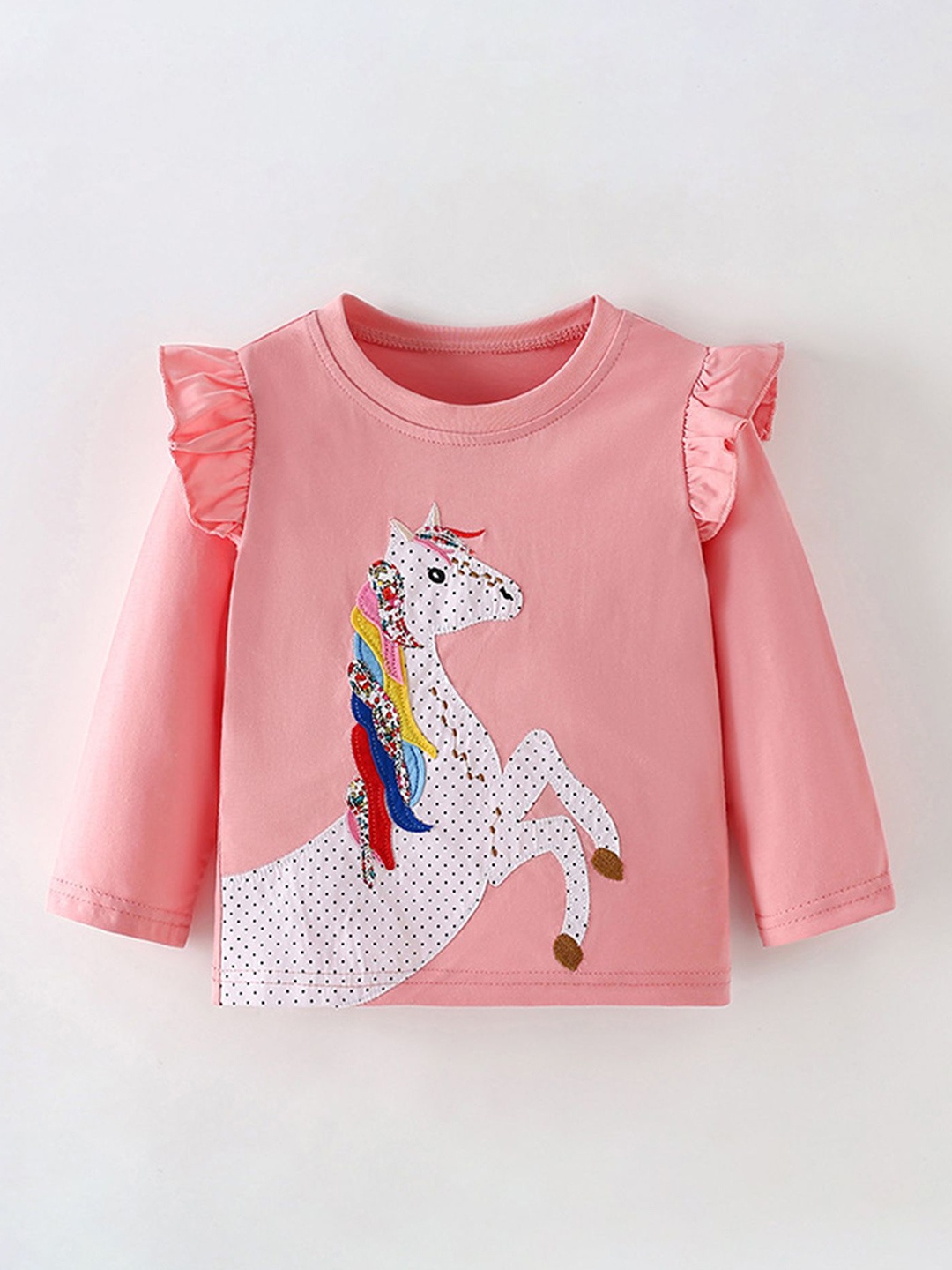 

LULU & SKY Print Flutter Sleeve Cotton Top, Pink