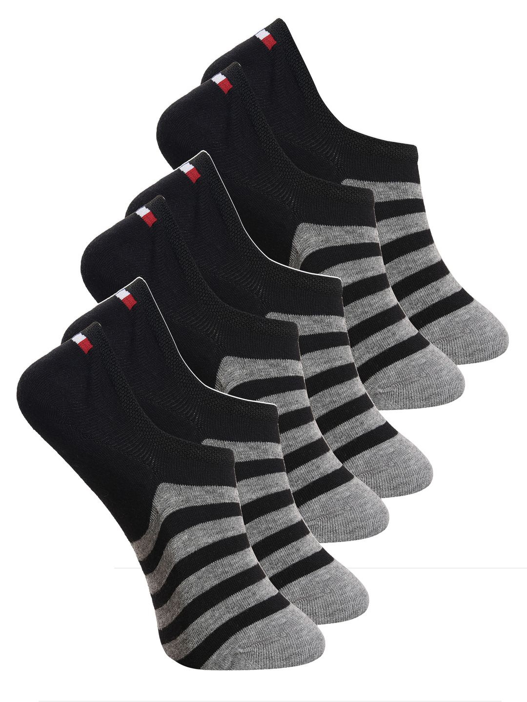 

BAESD Unisex Pack Of 3 Striped Shoe Liners Socks, Black