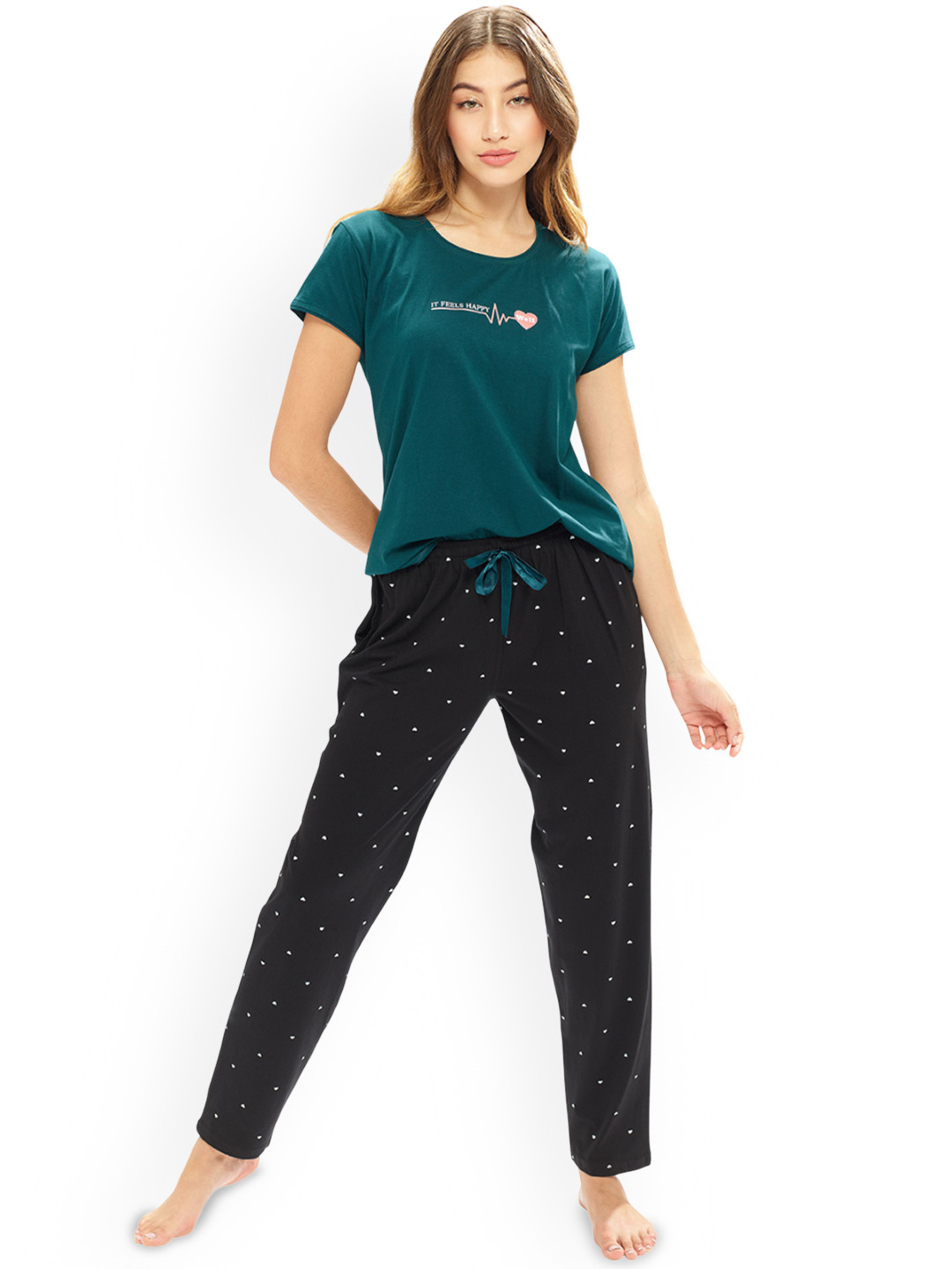 

Lotik Women Printed Night suit, Teal