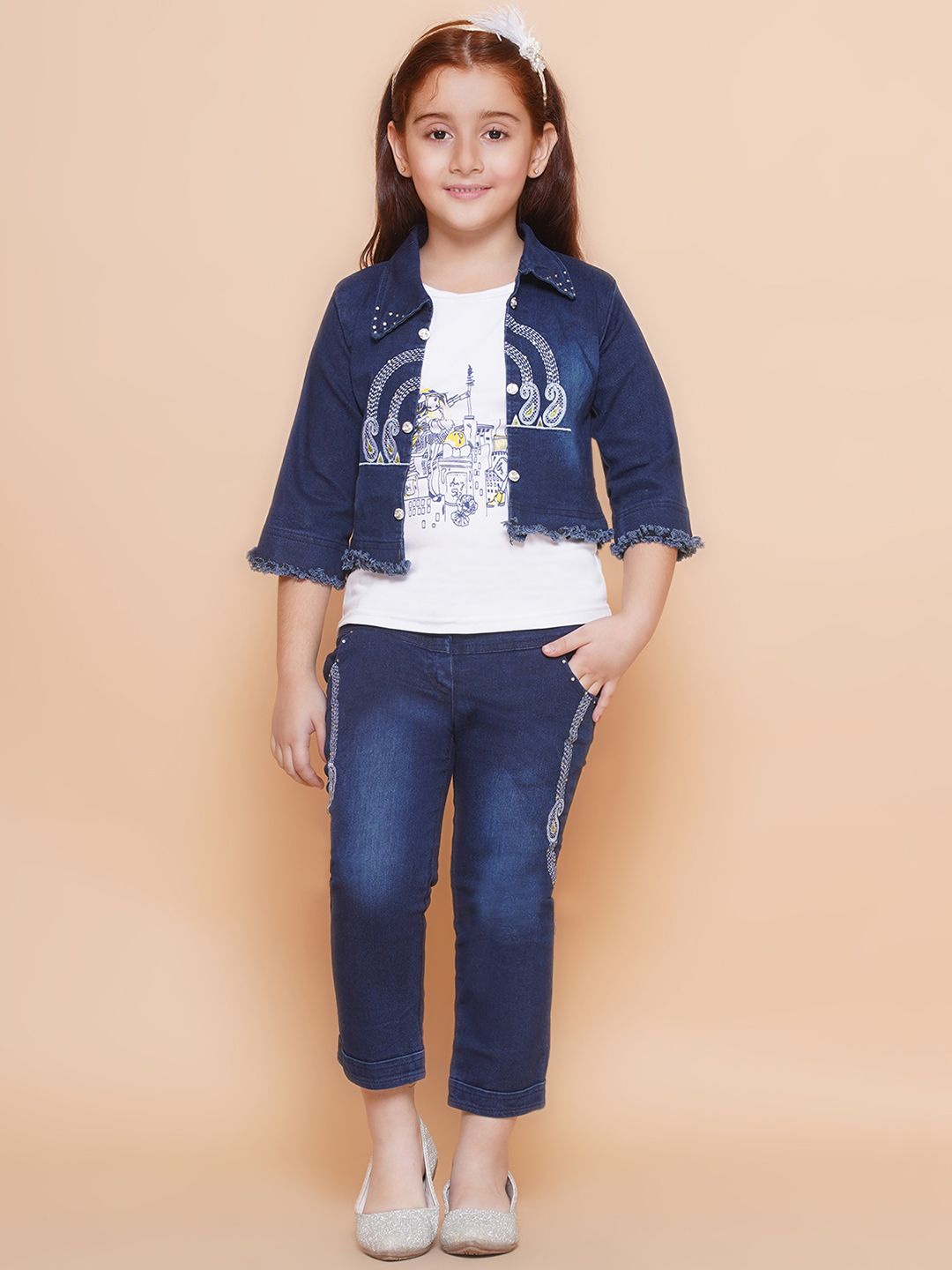 

BAESD Girls Printed Top with Capris, Blue