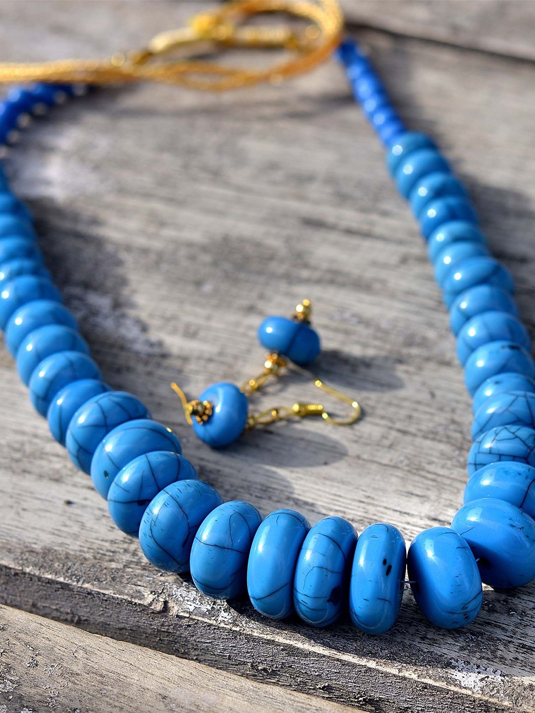 

MEMOIR Brass plated Necklace Set, Blue