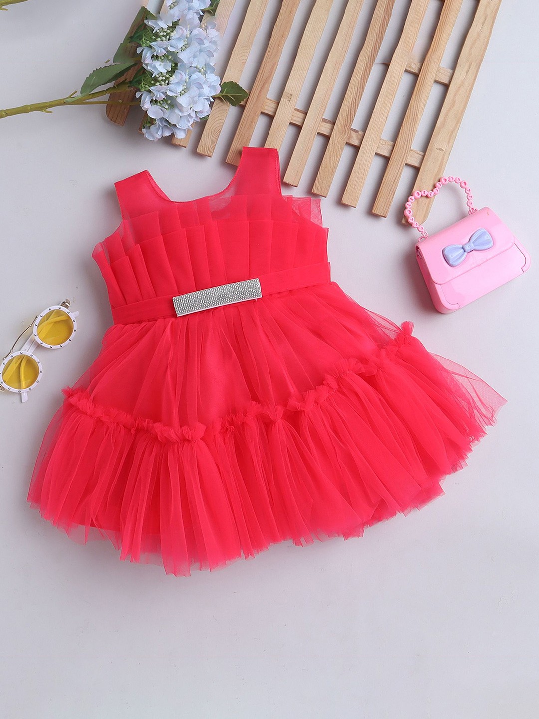 

MANY FROCKS & Net Fit & Flare Dress, Pink