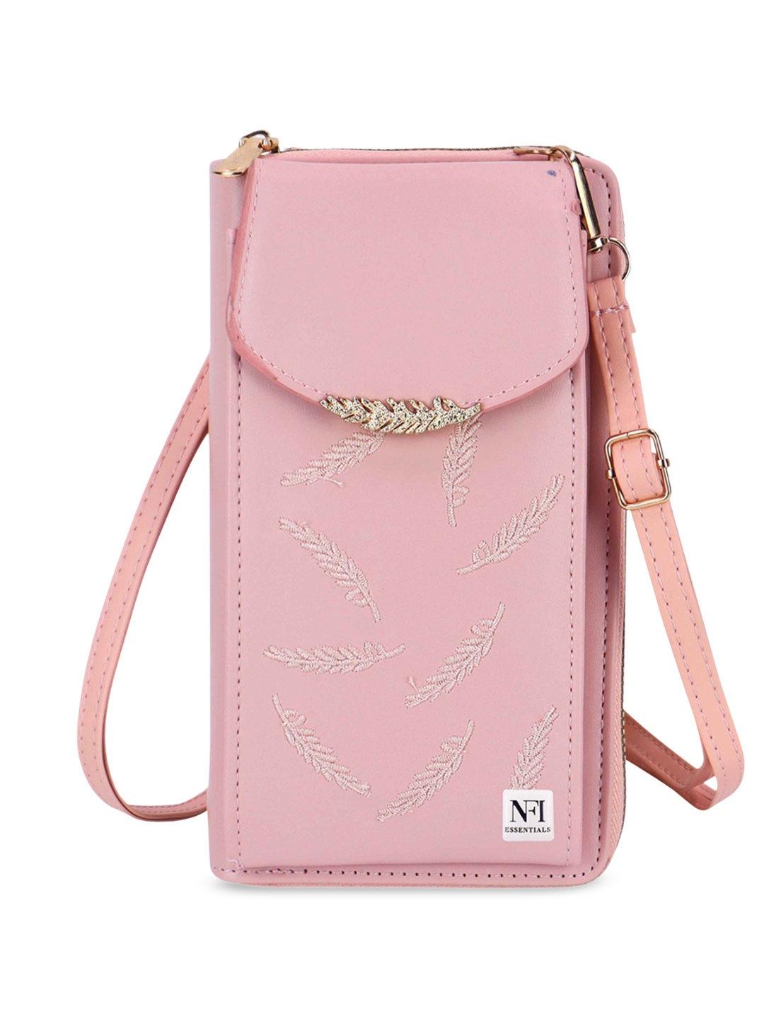 

NFI essentials Floral Textured PU Bucket Sling Bag, Pink