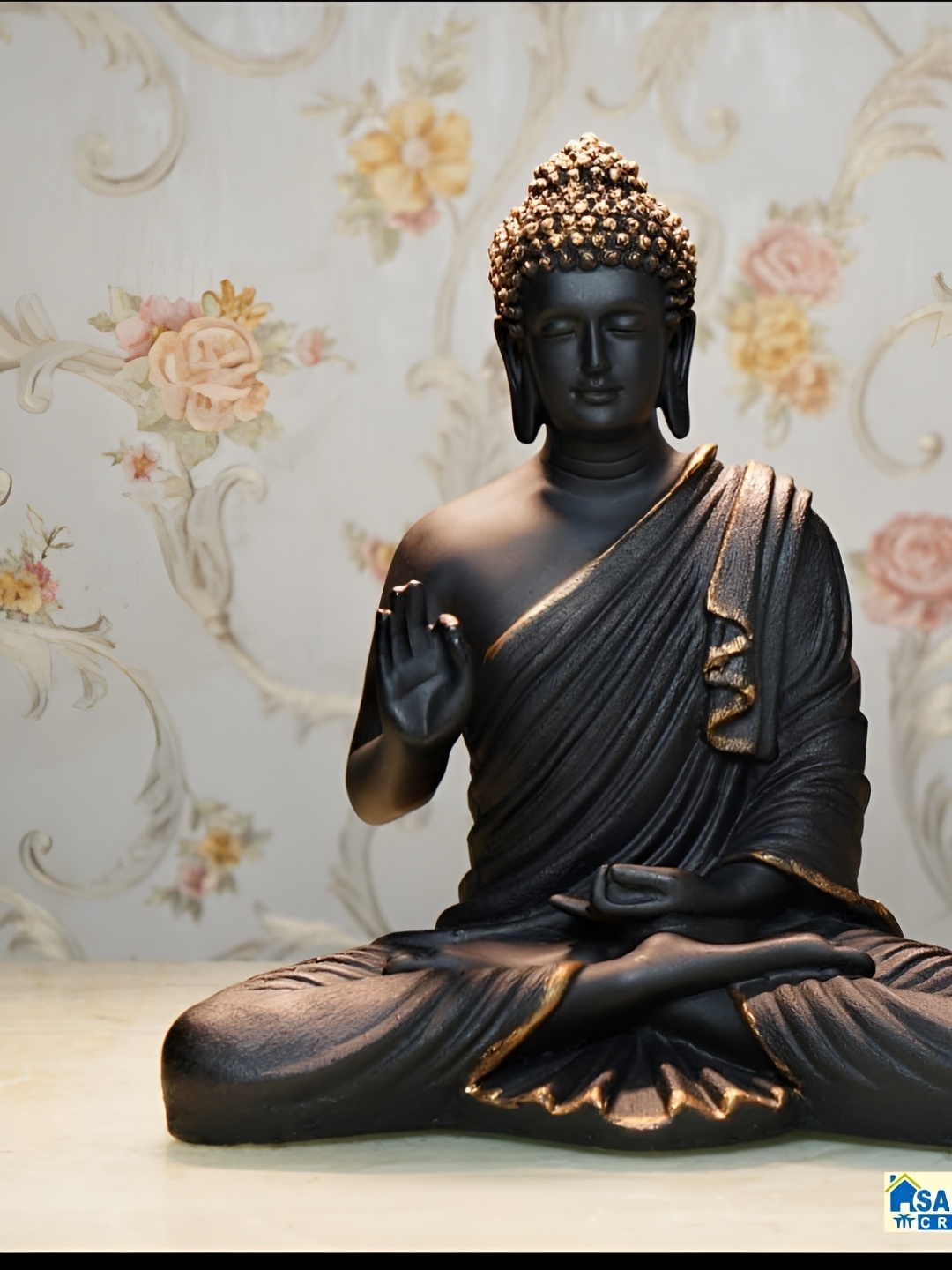 

Vrinban International Black Buddha Idol Showpiece