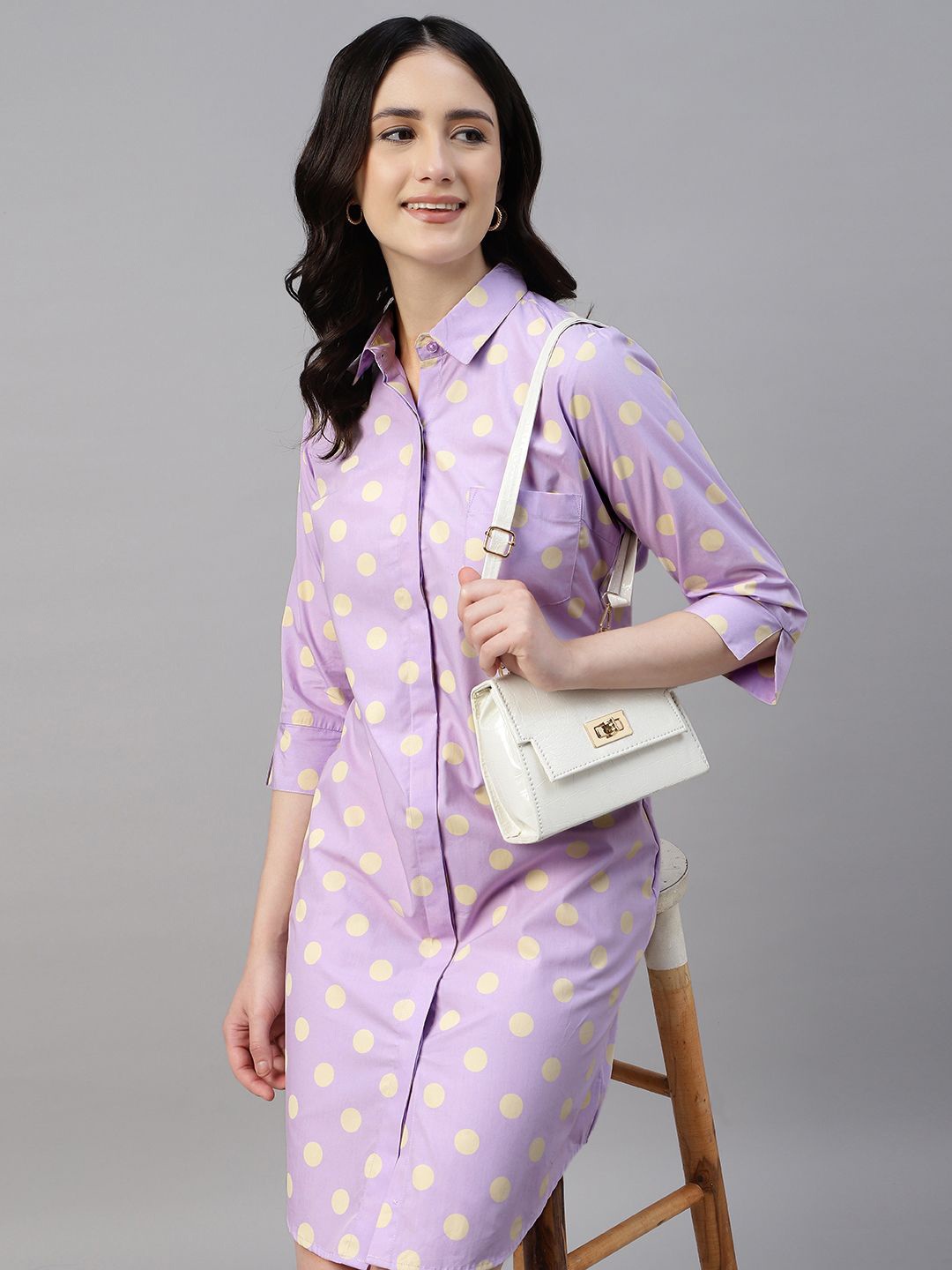 

Hancock Polka Dot Print Formal Shirt Dress, Lavender