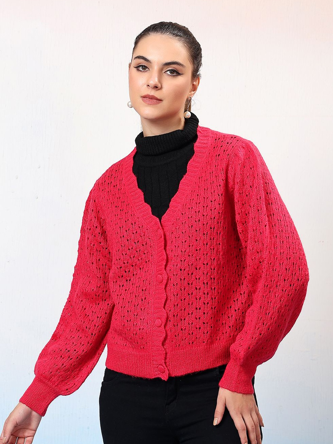 

Kotty Women Cable Knit Cardigan, Pink
