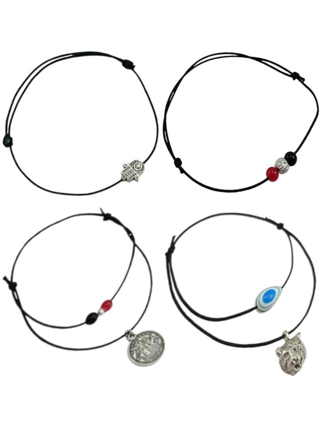 

High Trendz Pack of 2 Alloy Single Leg Beads Anklet, Black