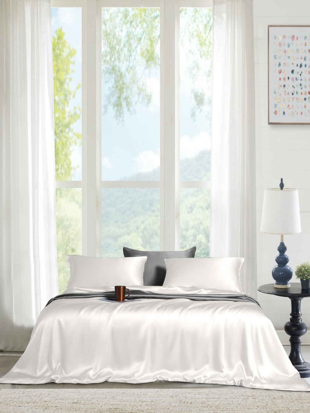 

THE LINEN COMPANY White 300 TC Bamboo Queen Bedsheet Set 2.28 m x 2.54 m