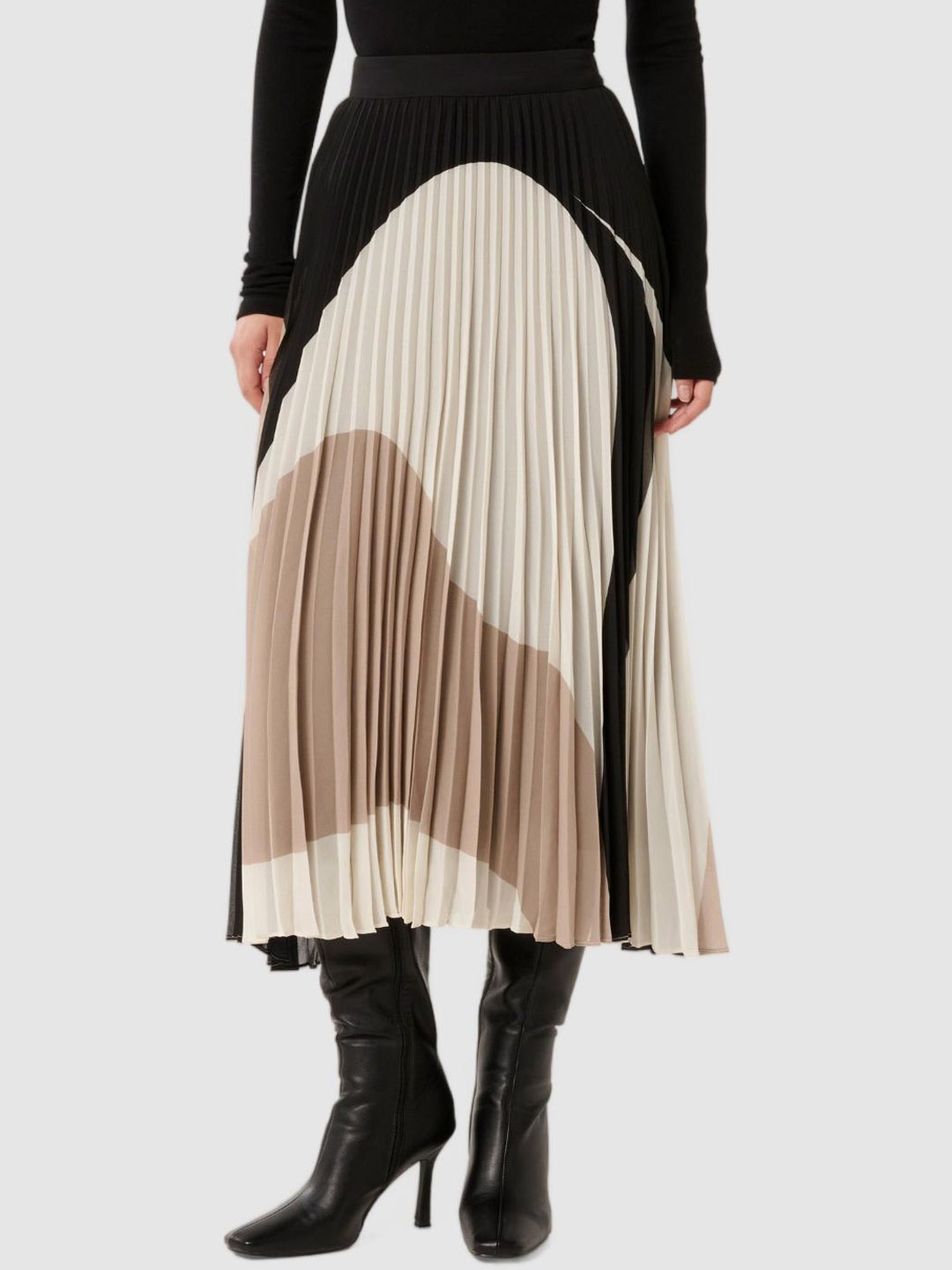 

Forever New Colourblocked Accordion Pleats A-line Midi Skirts, White