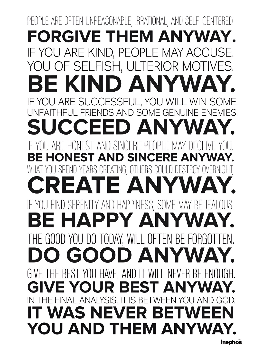 

Inephos White & Black Quotes Printed Wall Poster