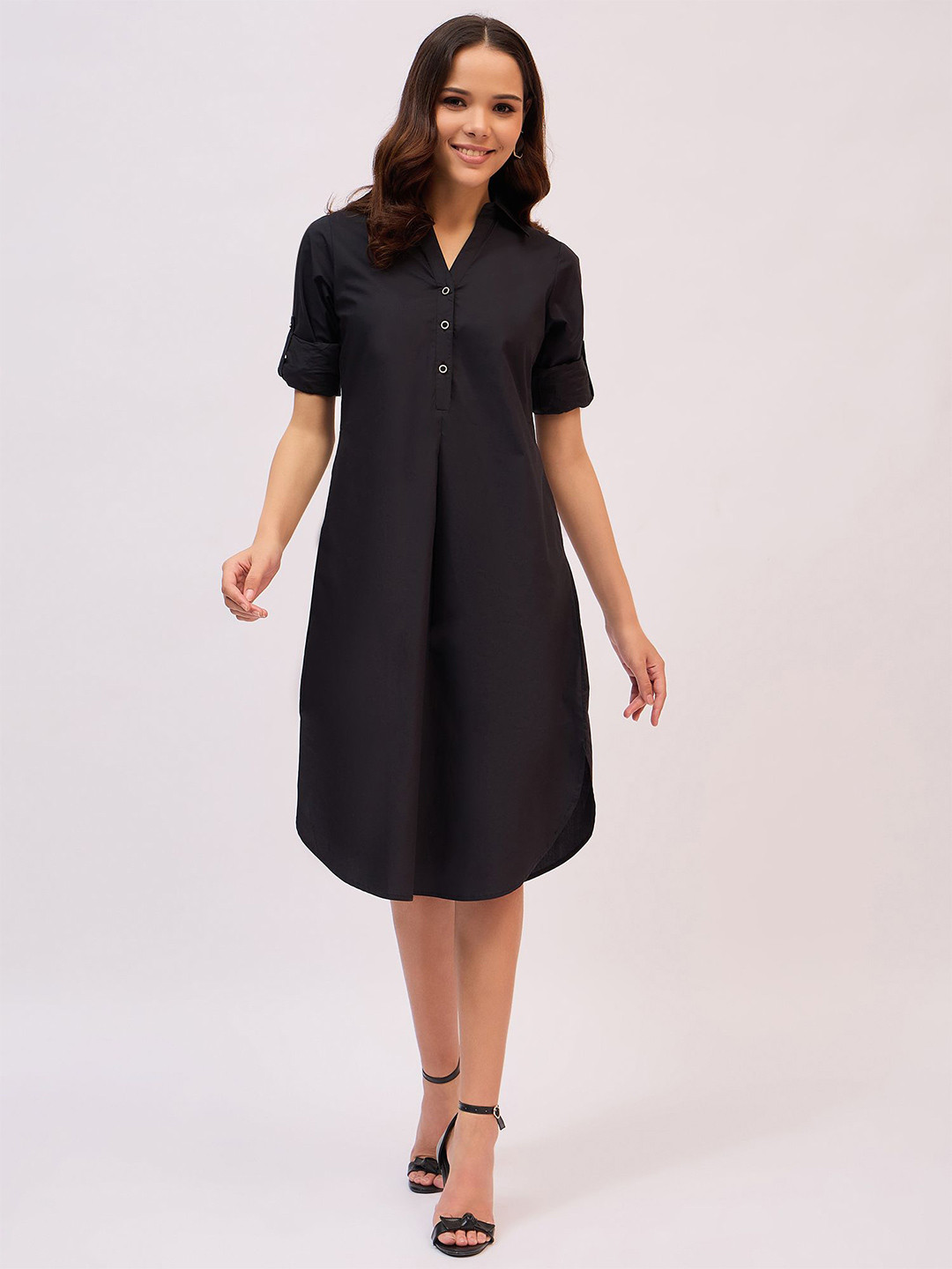 

BAESD A-Line Midi Dress, Black
