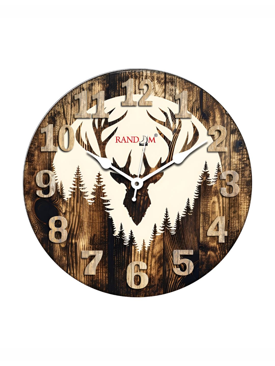 

RANDOM Printed Round Shaped Sweep Silent Movement Contemporary Wall Clock, Brown