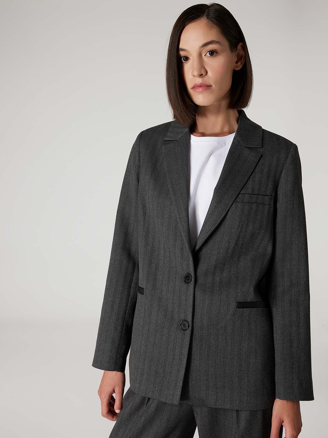 

DeFacto Single Breasted Blazer, Grey