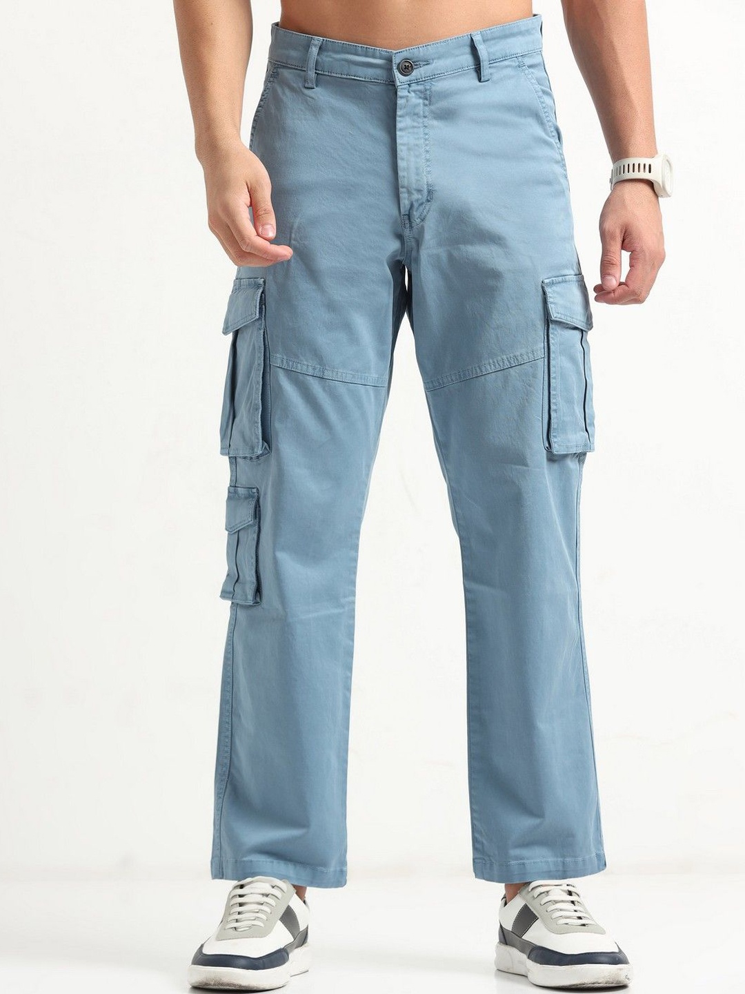 

NEVER NEUD Men Relaxed Vintage Cargos Trousers, Blue