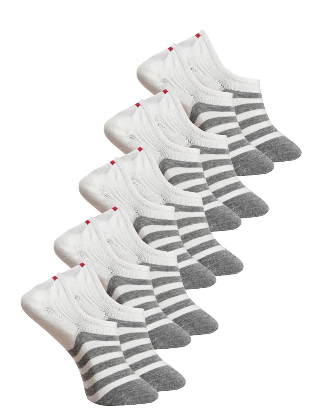 

BAESD Unisex Pack Of 5 Patterned Shoe Liners Socks, White