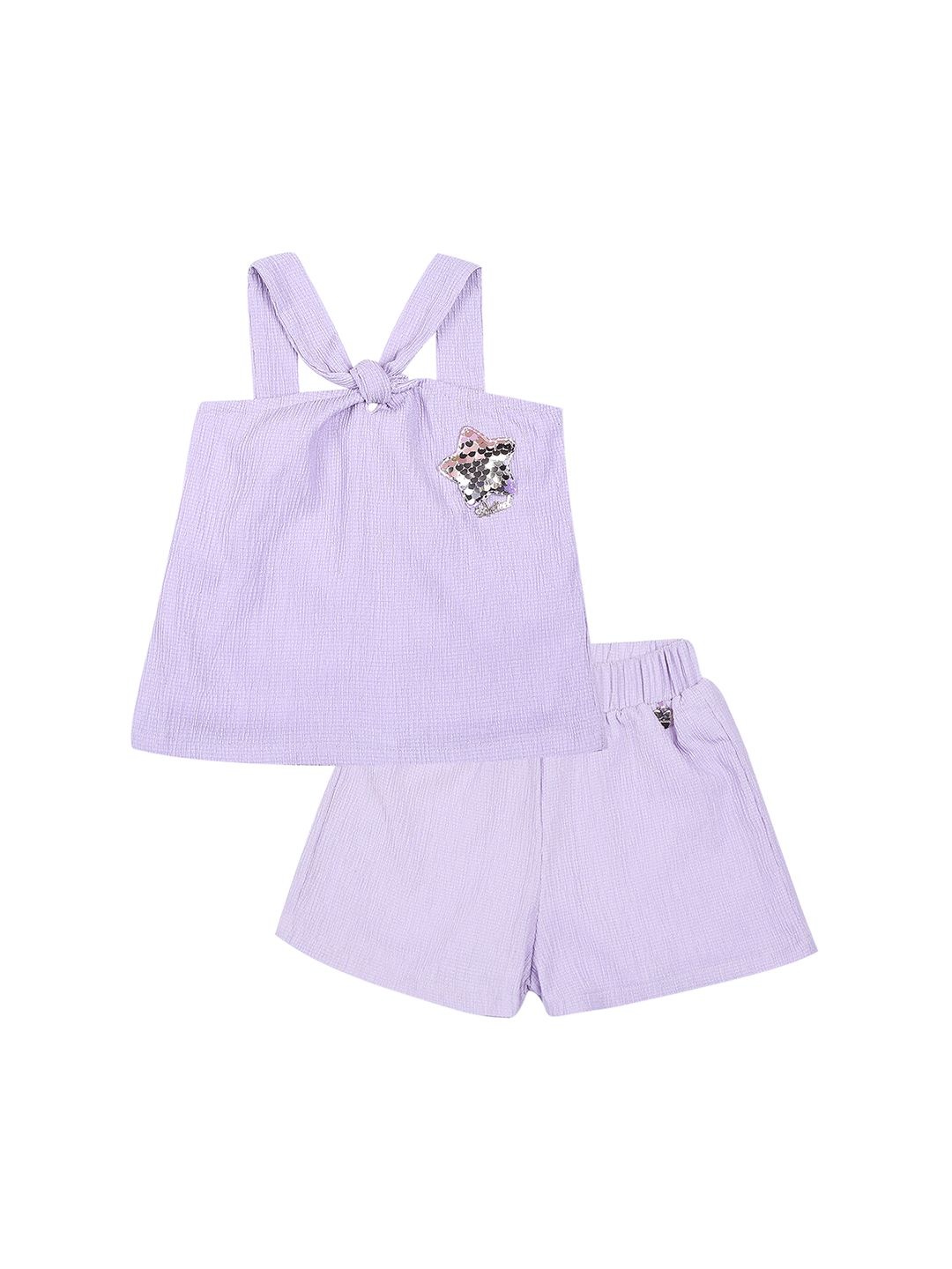

Actuel Girls Embellished Top with Shorts, Purple