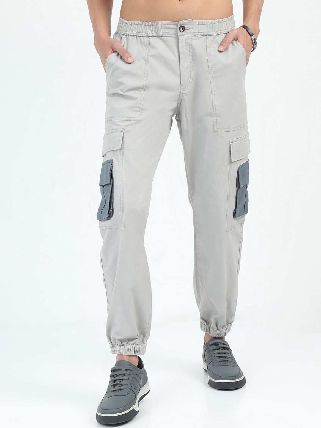 

NEVER NEUD Men Relaxed Loose Fit Joggers Trousers, Steel
