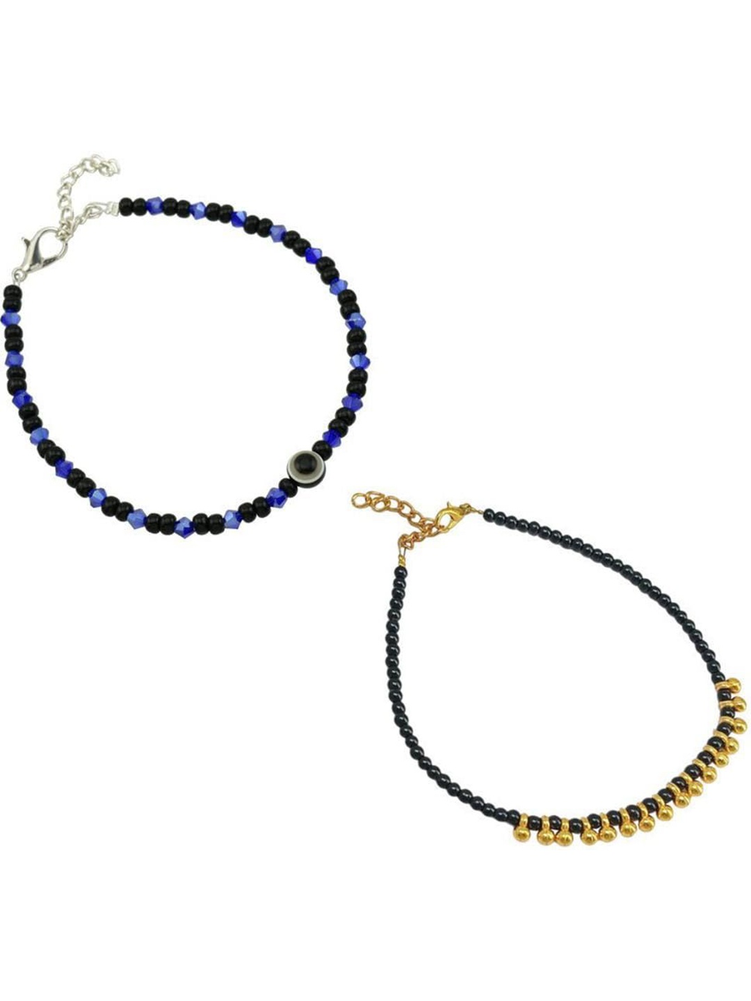 

HIGH TRENDZ Set of 2 Beaded Anklet, Black