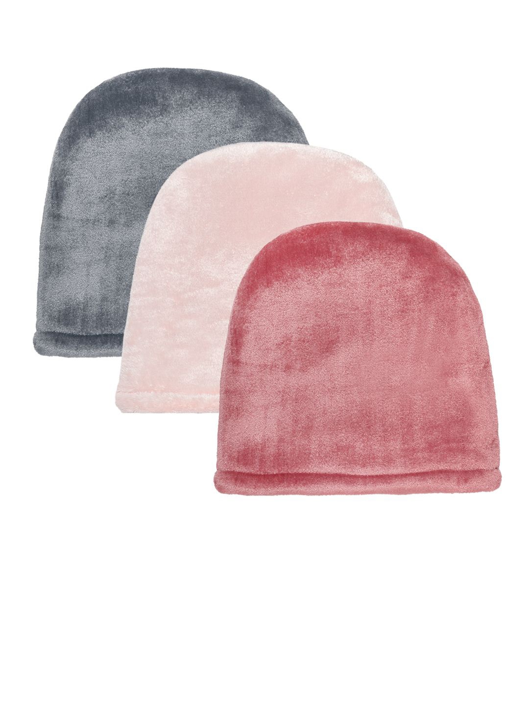 

KLOTTHE Men Set Of 3 Woollen Beanie Caps, Pink