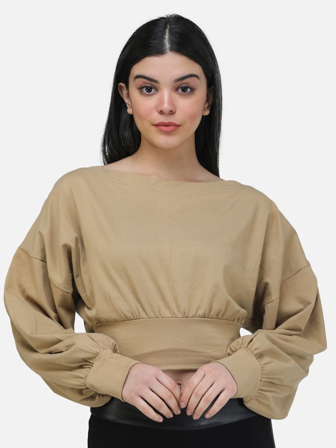 

BAESD Puff Sleeve Blouson Top, Gold