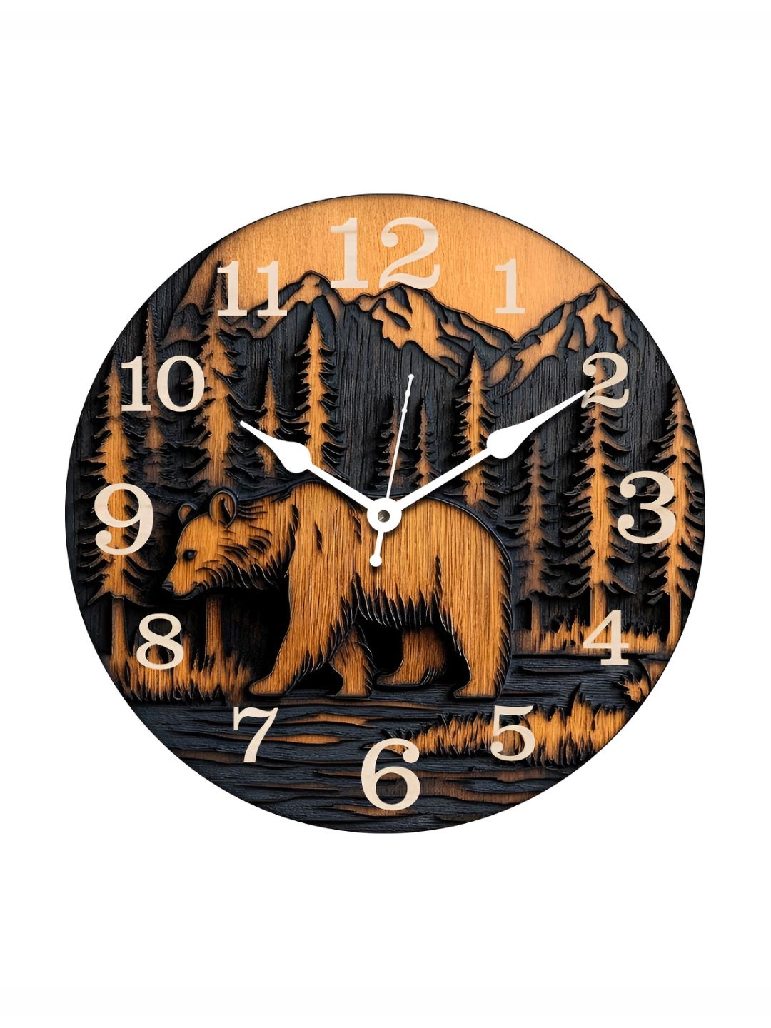 

RANDOM Printed Round Shaped Sweep Silent Movement Contemporary Wall Clock, Brown