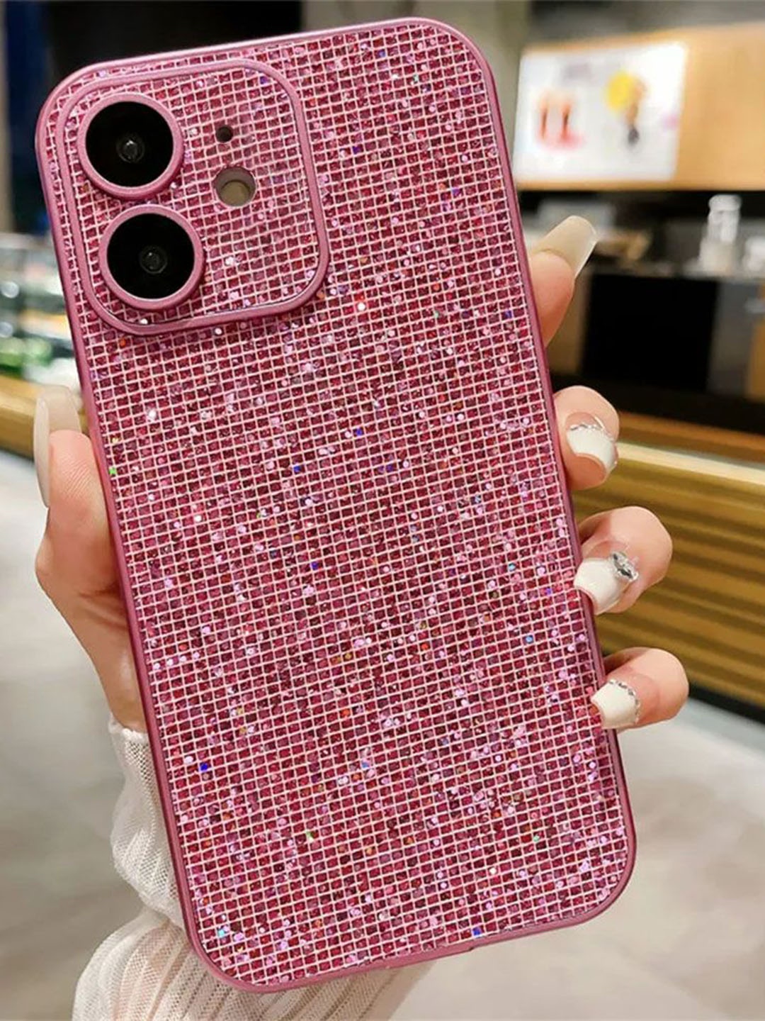 

Luxury Kase Glitter Full Lens Protection iPhone 12 Back Case Mobile Accessories, Pink