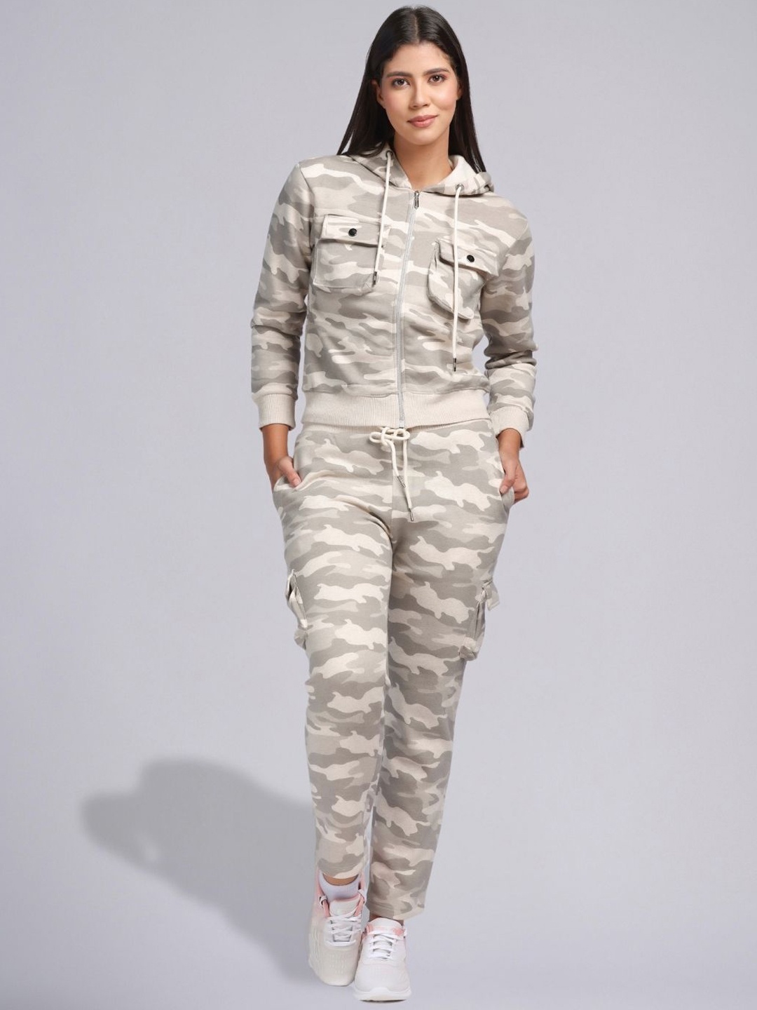 

PUREMIST Printed Hooded Long Sleeves Sweatshirt With Trouser, Off white